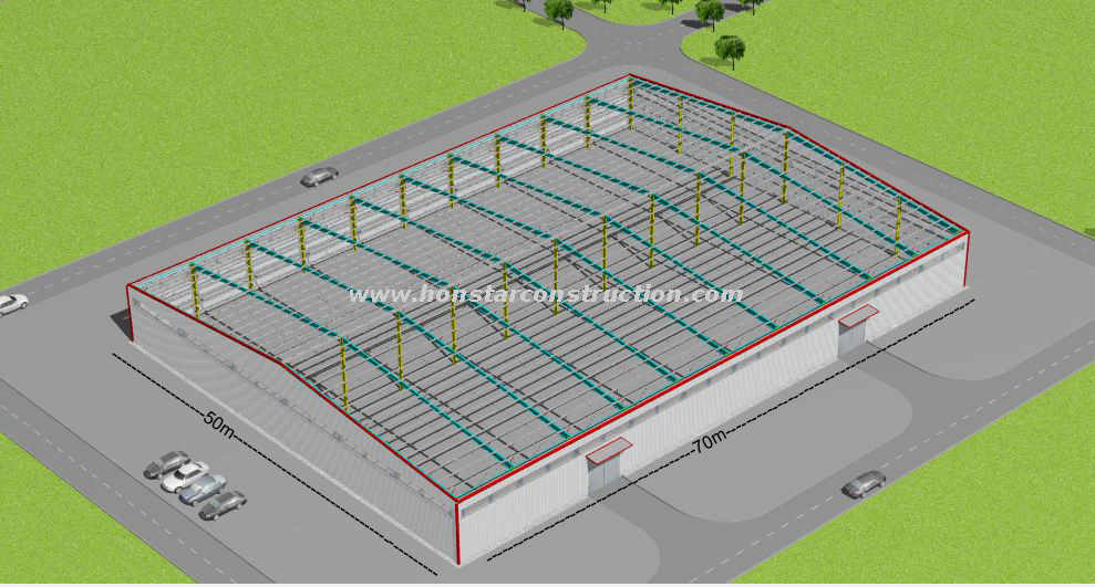 50x70 Metal Structure Building Used To Industrial Shed 