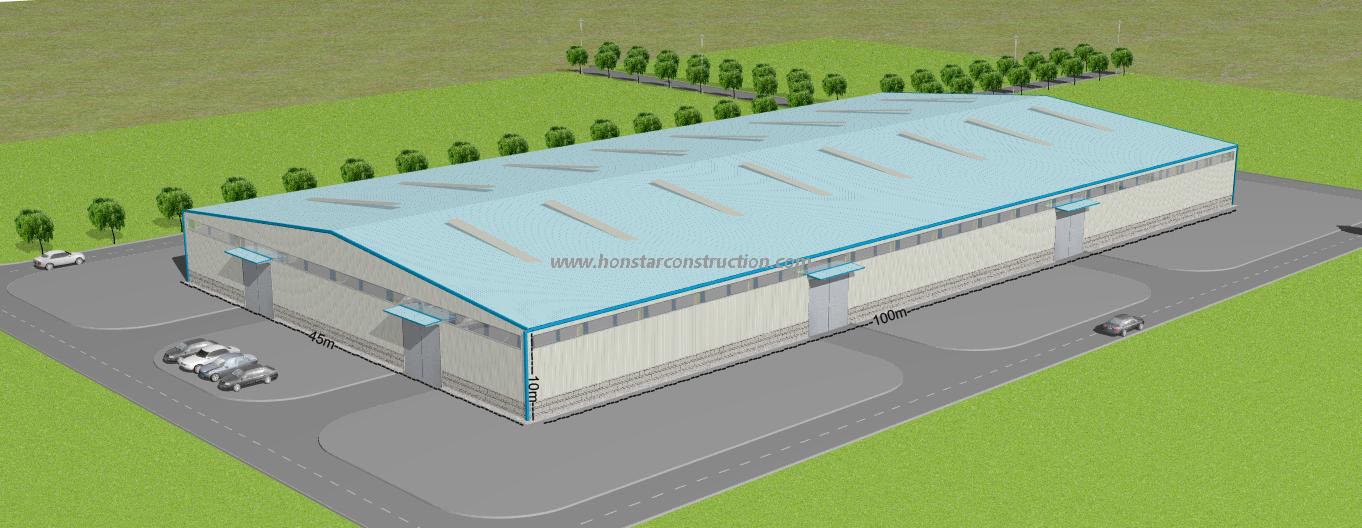 100m Long x 45m Wide x 10m High Steel Factory In AFRICA