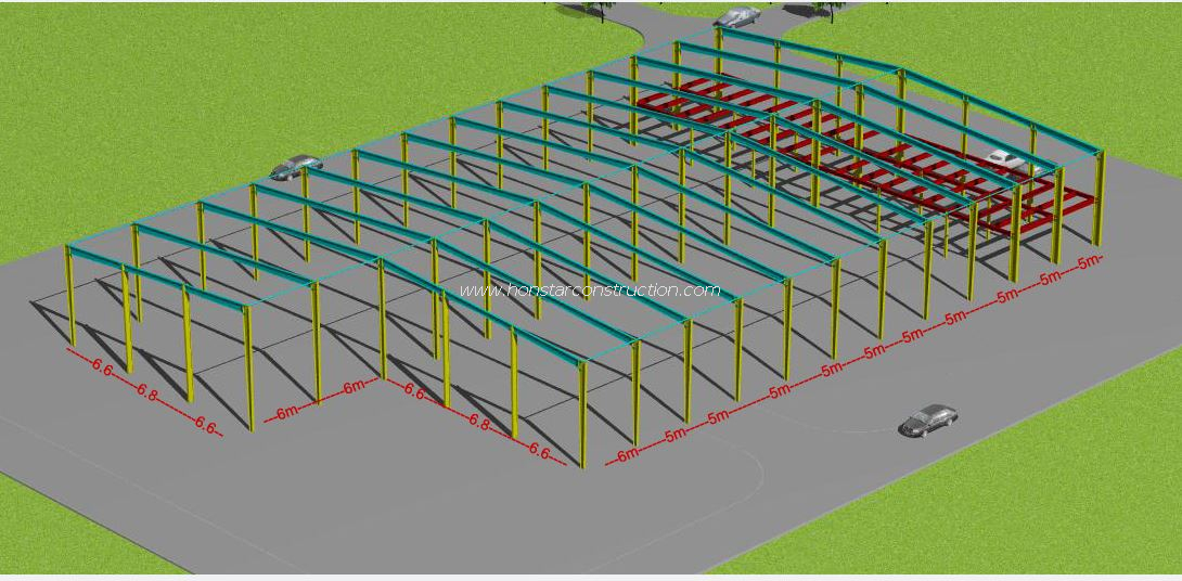 68m X 40m X 8m Industrial Manufacturing Sheds Steel With Mezzanine Floor