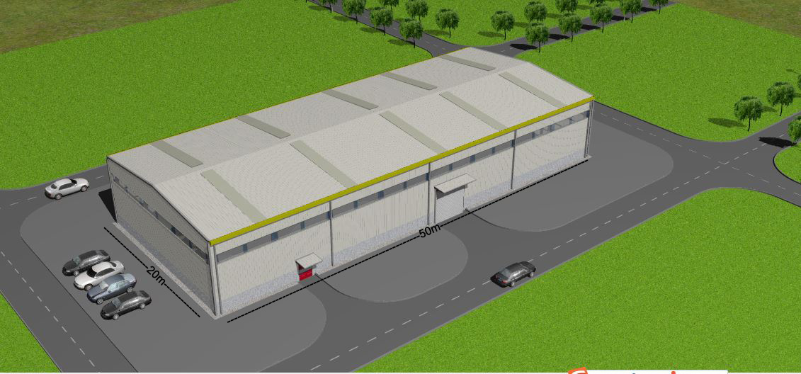  50m X 20m X 8m Prefabricated Warehouse And Pre Engineered Steel Buildings 