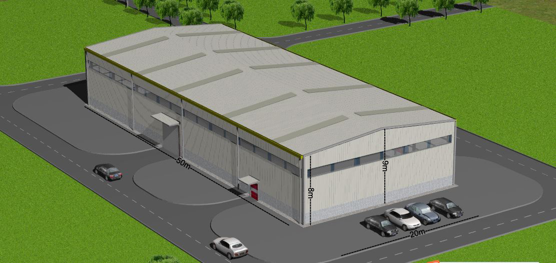  50m X 20m X 8m Prefabricated Warehouse And Pre Engineered Steel Buildings 