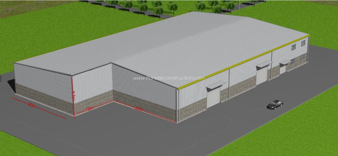 68m X 40m X 8m Industrial Manufacturing Sheds Steel With Mezzanine Floor