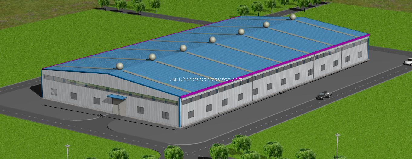 80m X 40m X 7m Steel Structure Warehouse With Mezzanine Floor As Detached Factory for An Industrial Park