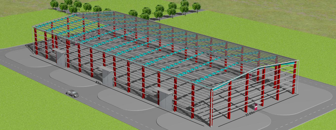 83m X 33m X 10m Prefabricated Metal Chemical Warehouse Building