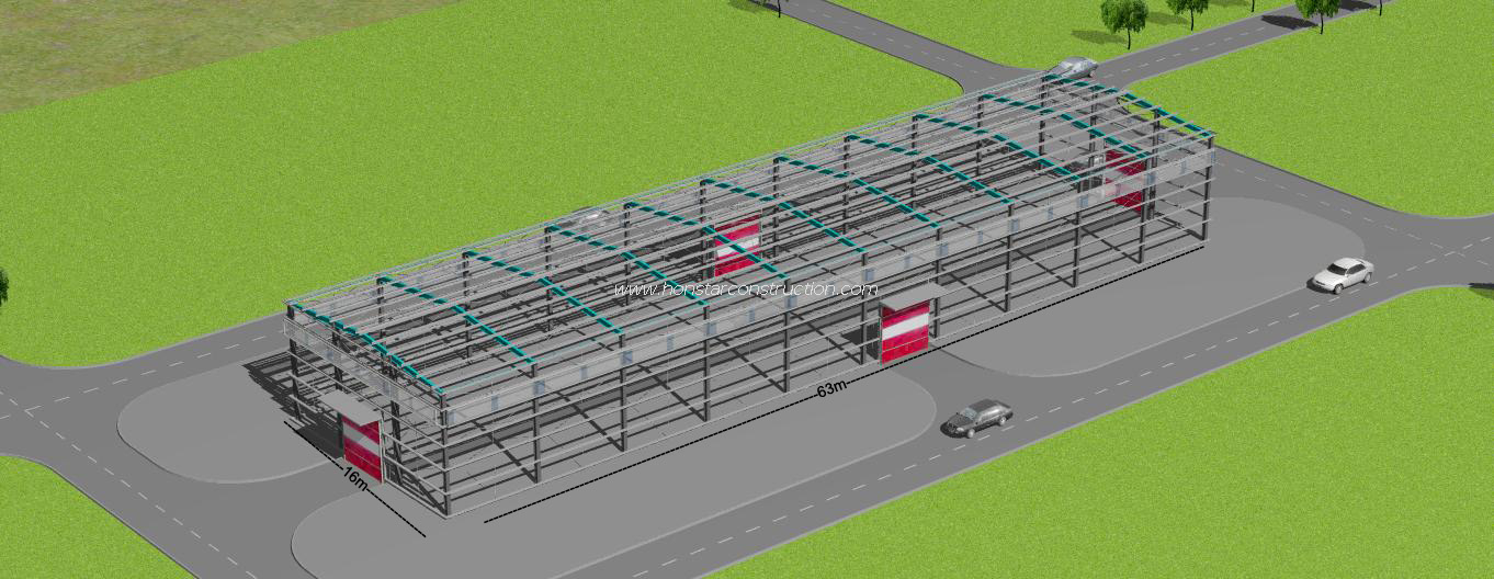 63m X 16m X 8m Metal Building And Prefabricated Warehouse Garage