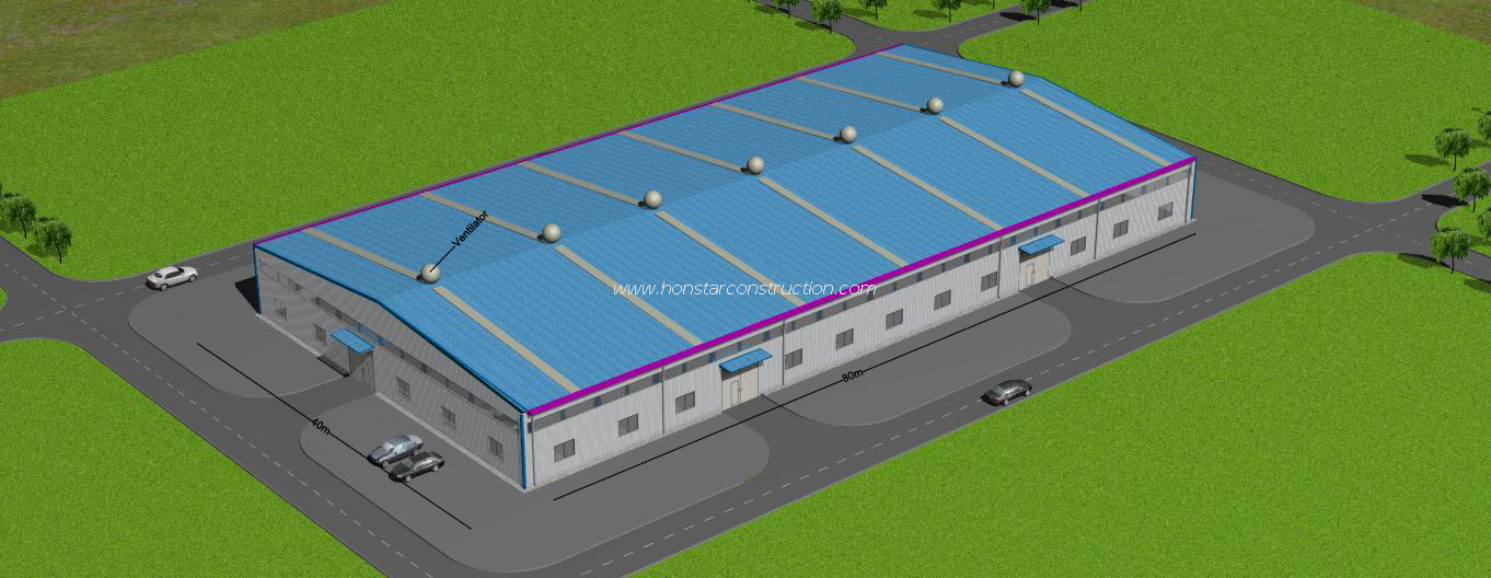 80m X 40m X 7m Steel Structure Warehouse With Mezzanine Floor As Detached Factory for An Industrial Park