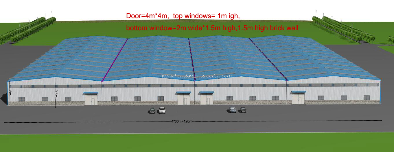 135m X 120m X 8m Prefabricated Workshop As Steel Structure Factory Building