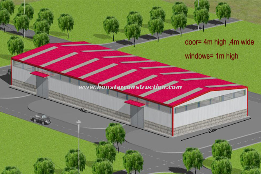 50m X 20m Prefabricated Steel Sturcture Warehouse