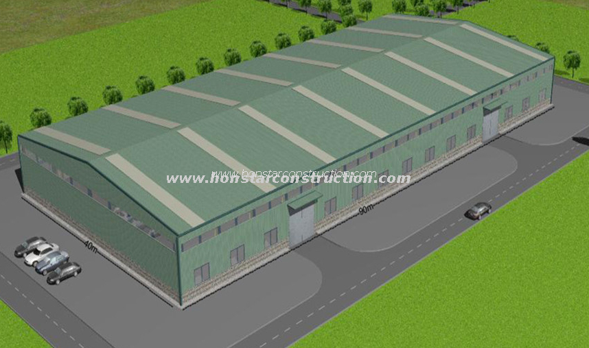 90m x 40m x 8m Steel Structure Warehouse With Mezzanine Floor