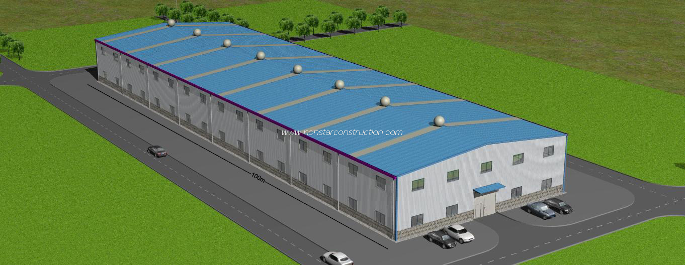 100m X 30m X 9m Double Storey Prefabricated Warehouse with Mezzanine Floor