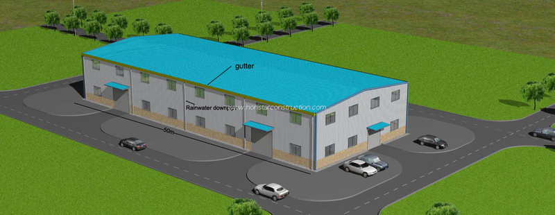 50m * 20m * 8m Prefabricated Industrial Construction Buildings with Mezzanine Floor