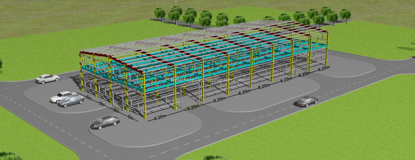 50m * 20m * 8m Prefabricated Industrial Construction Buildings with Mezzanine Floor