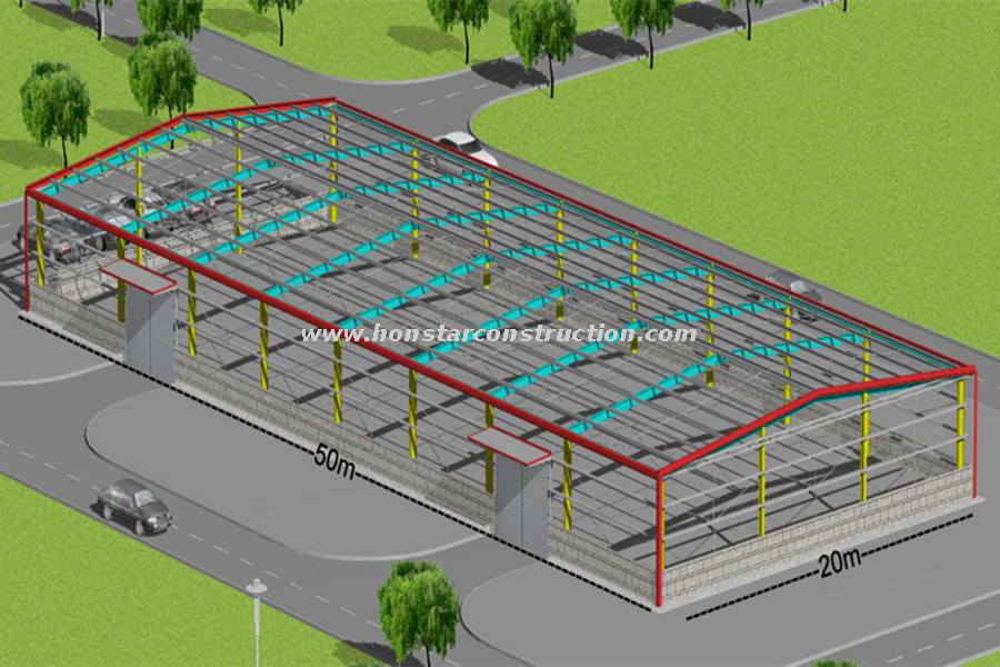 50m X 20m Prefabricated Steel Sturcture Warehouse